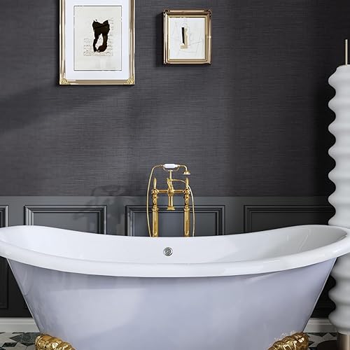 Miniatura 2 de CRE8TIVE Papel tapiz gris oscuro de 12 x 354 pulgadas, papel tapiz texturizado para pegar y despegar, tela de lino, papel de contacto, autoadhesivo,