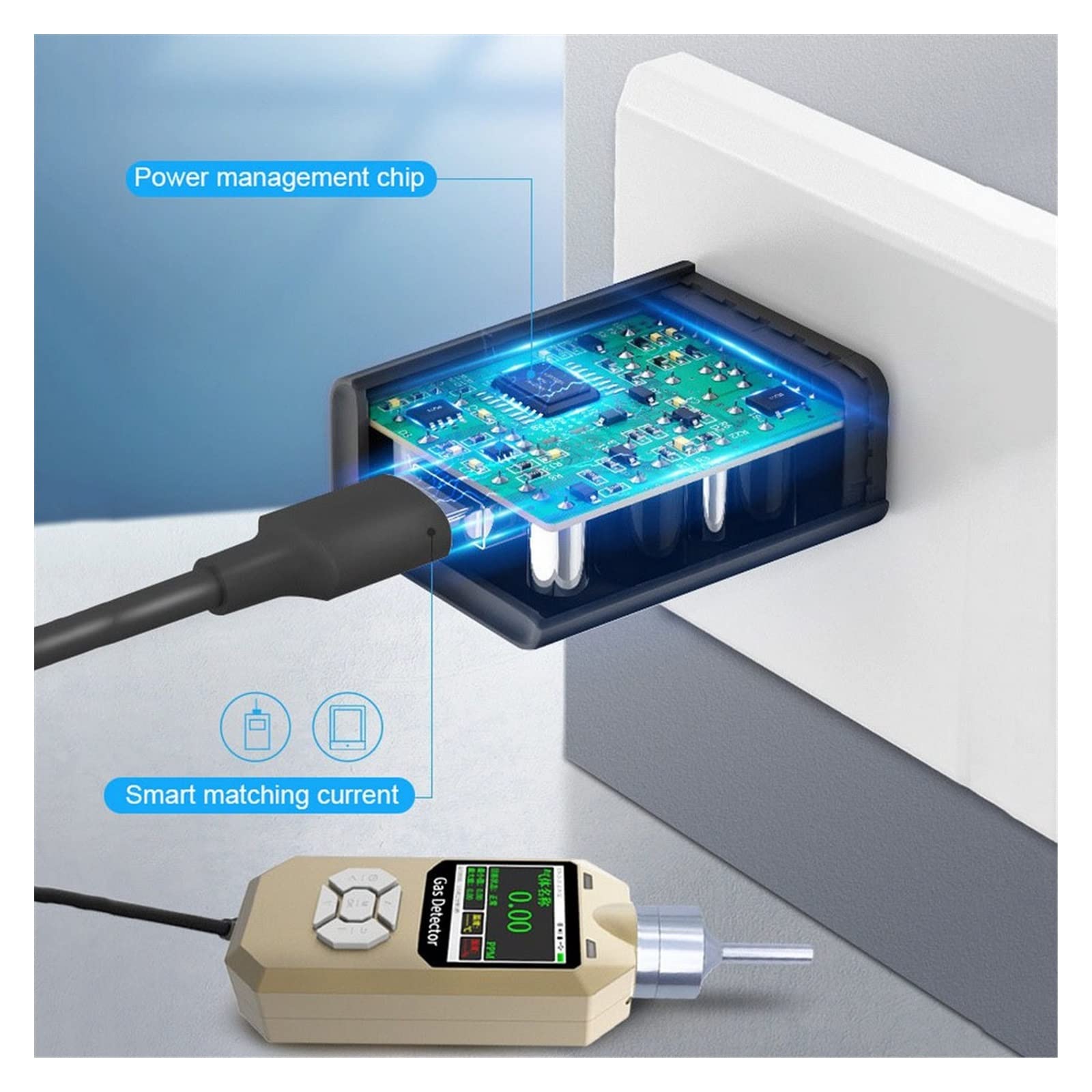 Detector de Gas, Detector Digital O3, Detector de Fugas de Gas por Bombeo de ozono, Monitor de ozono con de Alarma, analizador de Gas, Sensor de Gas Profesional(100ppm)