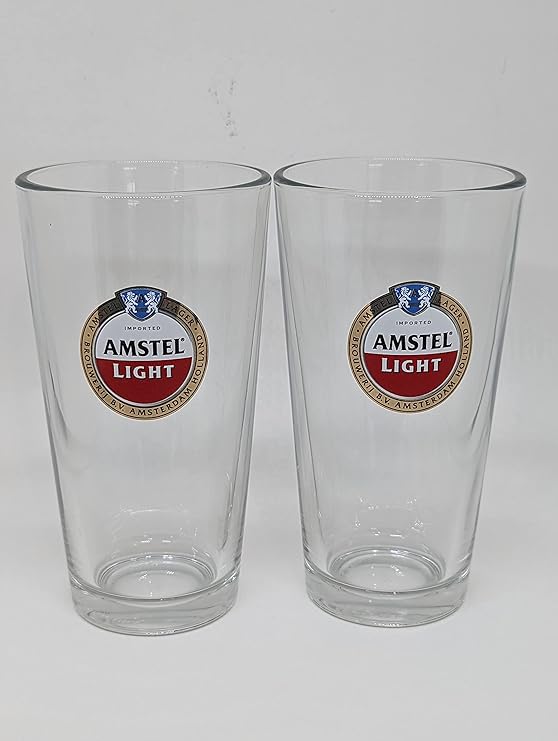 Amstel Light 24 K Gold Rimmed Pint Glass Set of 2