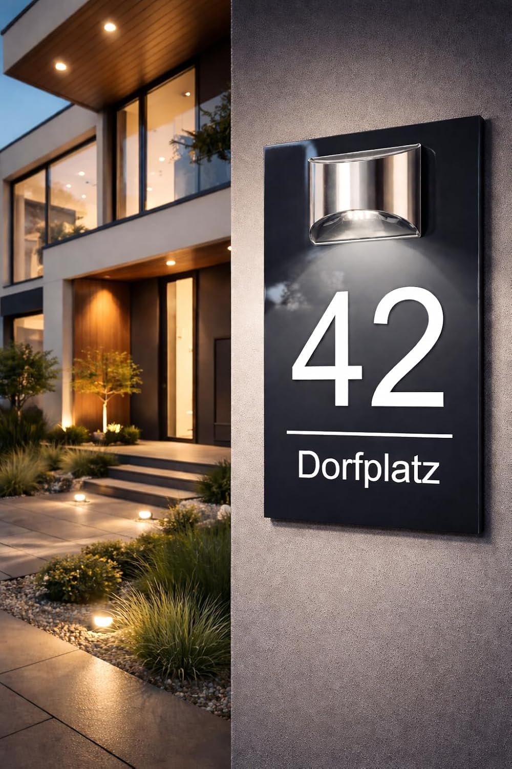 Numero civico di alta qualità, illuminato con LED solare, personalizzabile, vetro acrilico bianco opaco, effetto 3D, resistente alle intemperie H1023