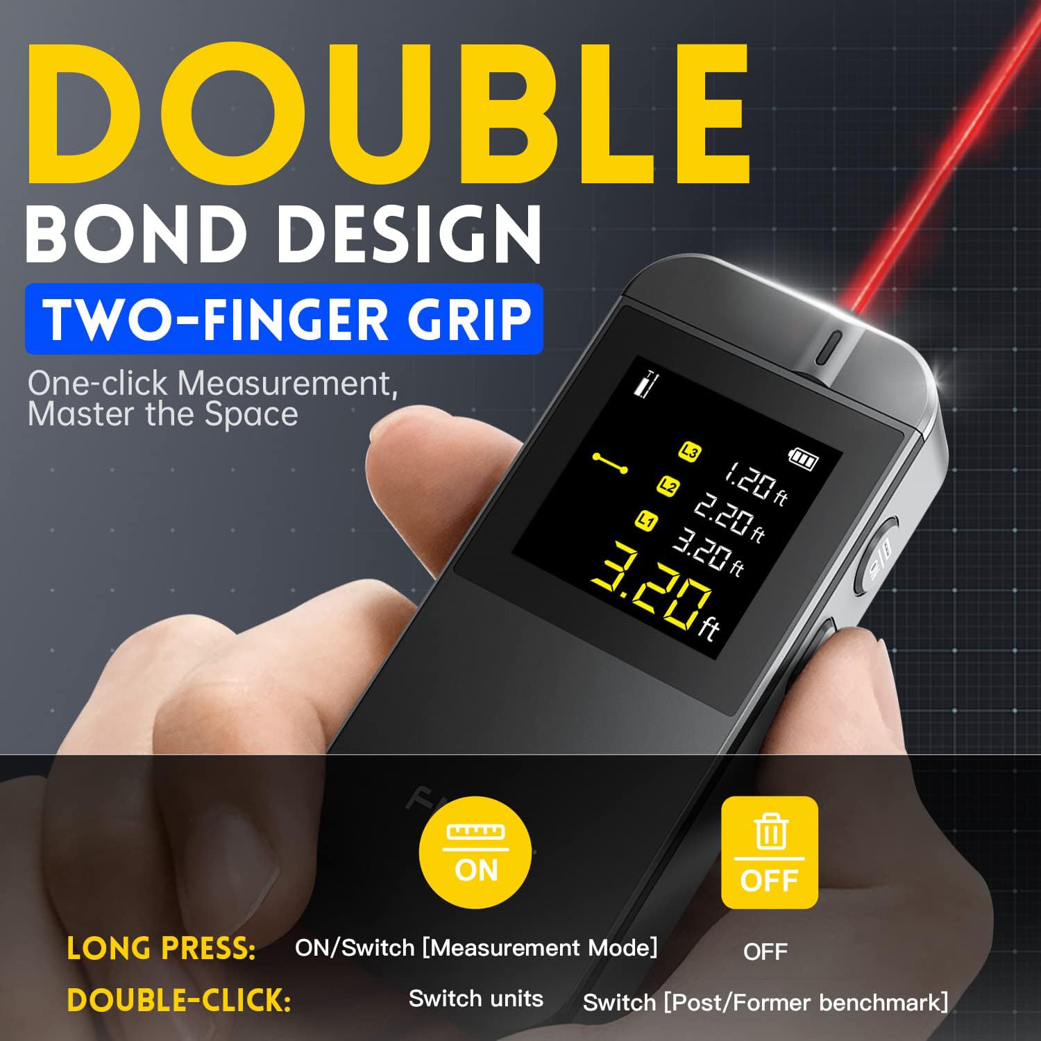 FNIRSI IR40 Laser Distance Meter - 135ft, APP Control -5