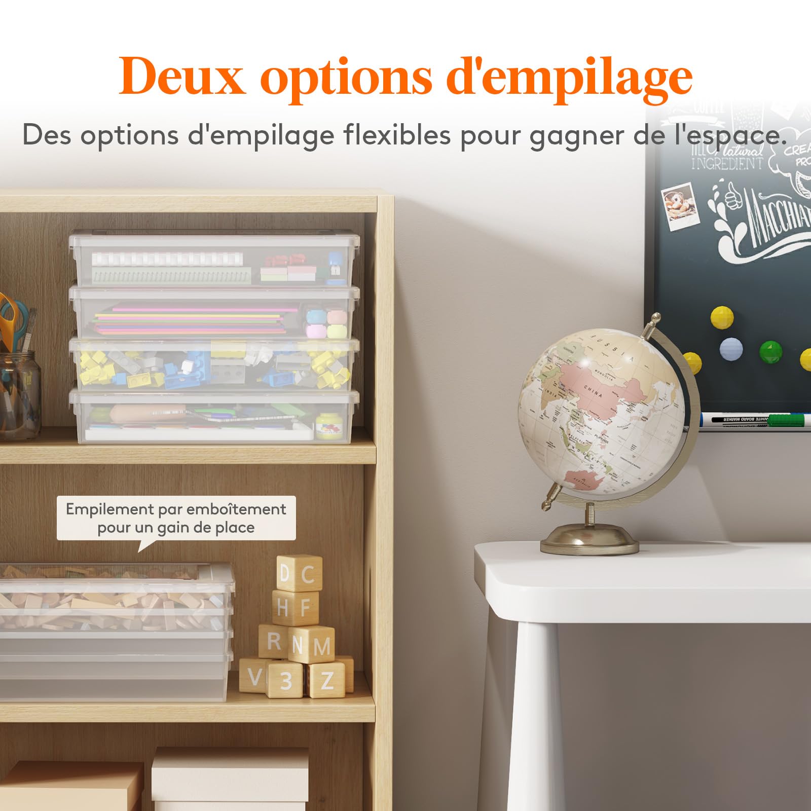 Lifewit Boite de Rangement A4 avec Couvercle, 5L Boite Rangement Document Papier, Boite Archives Carton Plastique, Boîtes de Stockage, Caisse de Rangement, 32 x 23 cm, Transparent, 4 Pièces