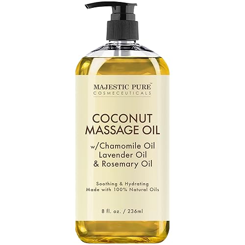 MAJESTIC PURE Coconut Massage Oil - Ultra-Glide Formula with Soothing Aroma -Made with Natural Oils - All Skin Types, Men & Women - 8 fl oz - Coconut