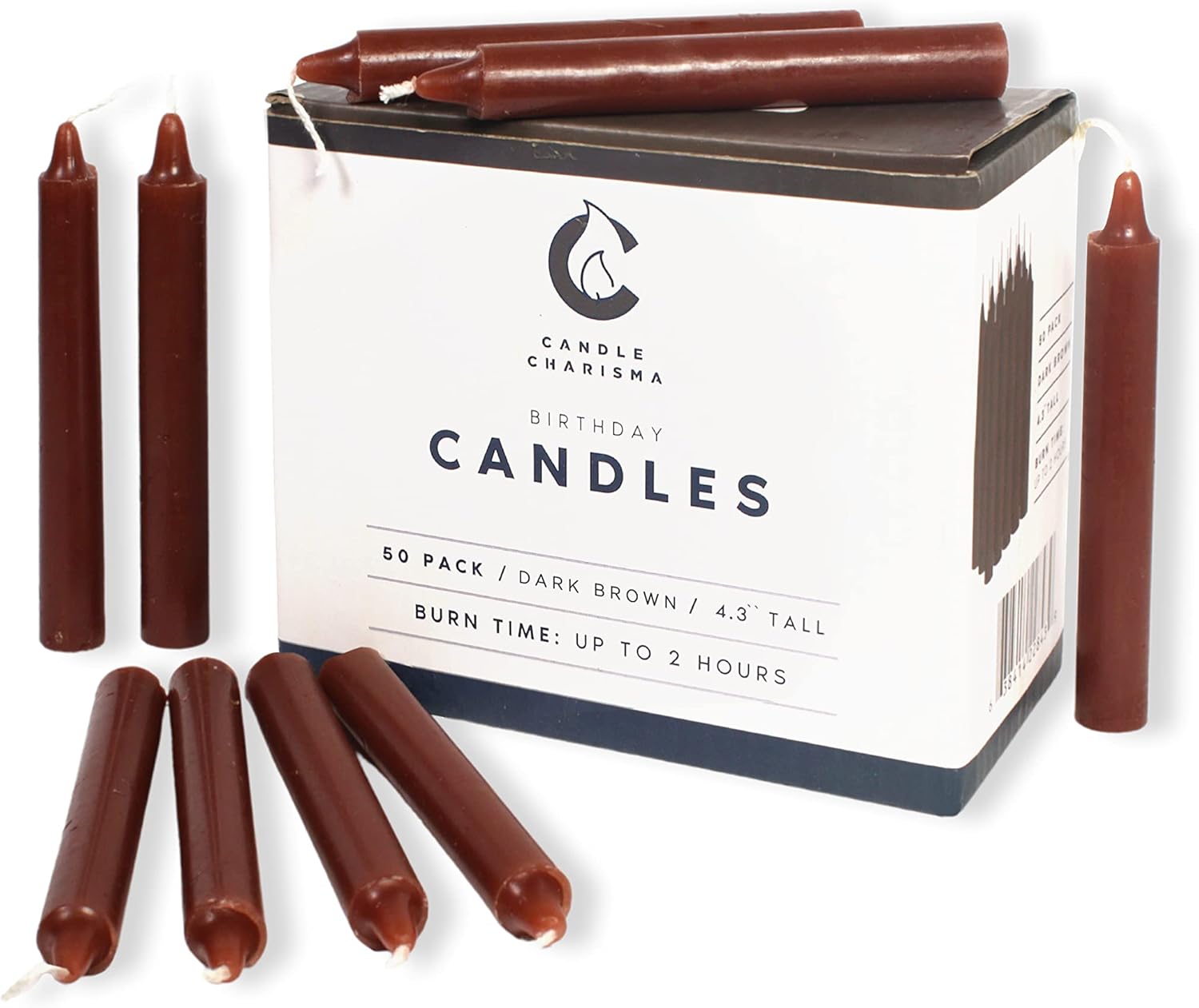 50 Brown Chime Candles for Spells Unscented, Smokeless