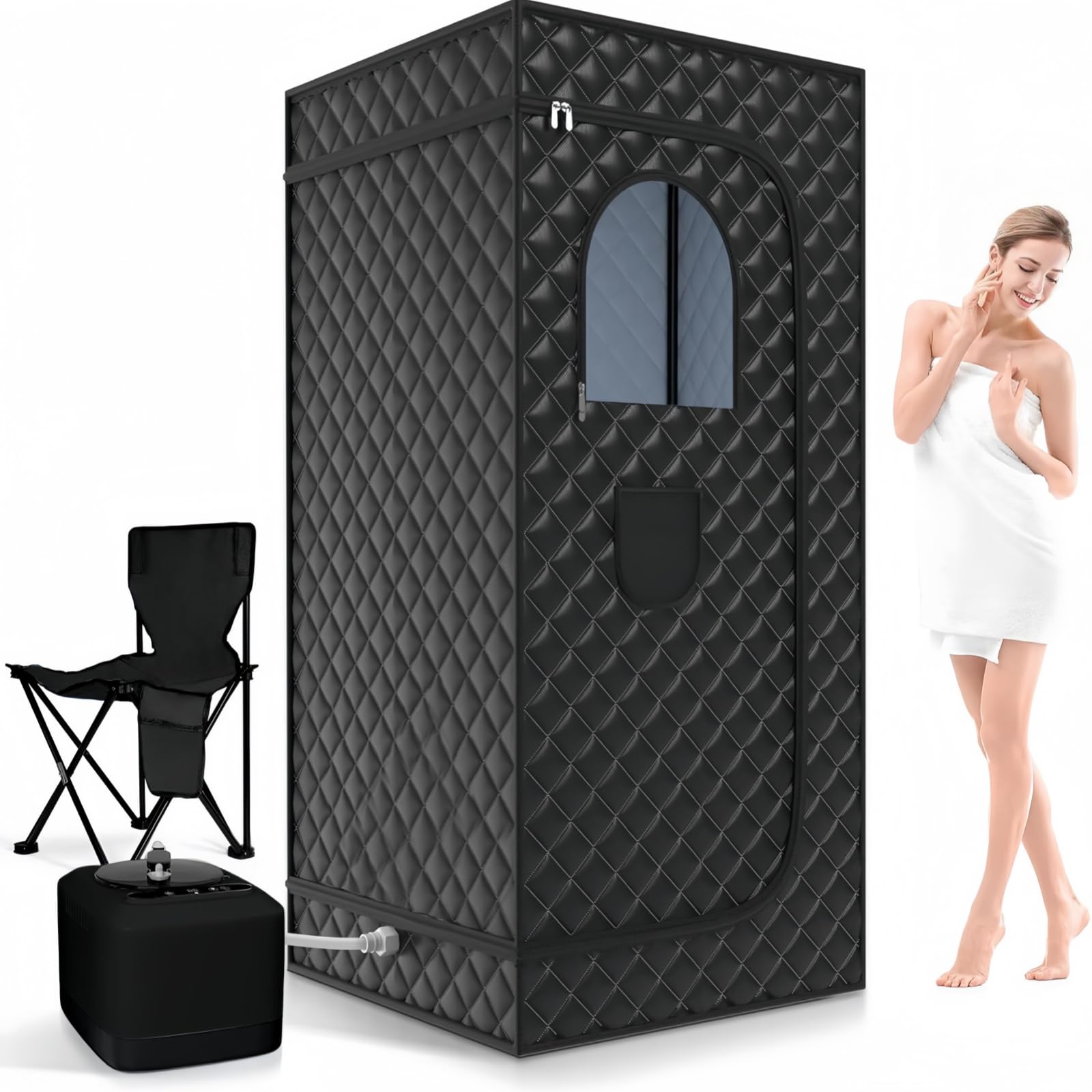 Scatola di Sauna a Vapore Portatile, Tenda di Spa a Casa per 1 Persona, Sedia Pieghevole di Comfort E Tenda a Vapore per Tutto Il Corpo, per Uso Domestico, Spa, Interno, Esterno E Palestra