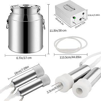Automatic Portable Livestock Milking Equipment, Cow Milking Machine Cow Milking Machine, Pulsation Vacuum Pump Milker (Color : Cattle, Size : 7L)
