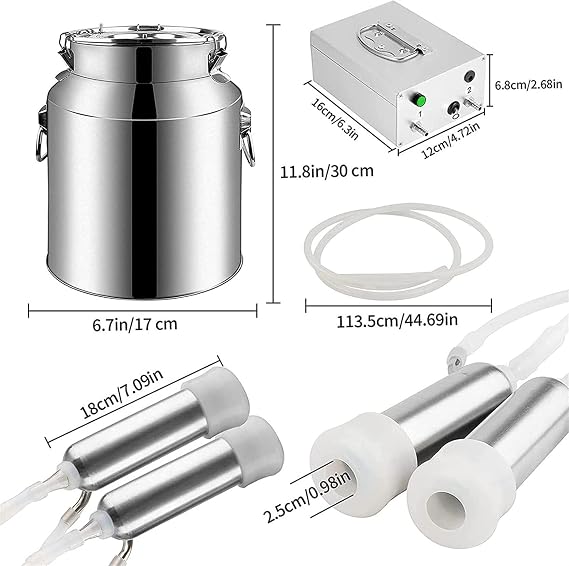 Automatic Portable Livestock Milking Equipment， Cow Milking Machine Cow Milking Machine, Pulsation Vacuum Pump Milker (Color : Cattle, Size : 7L)