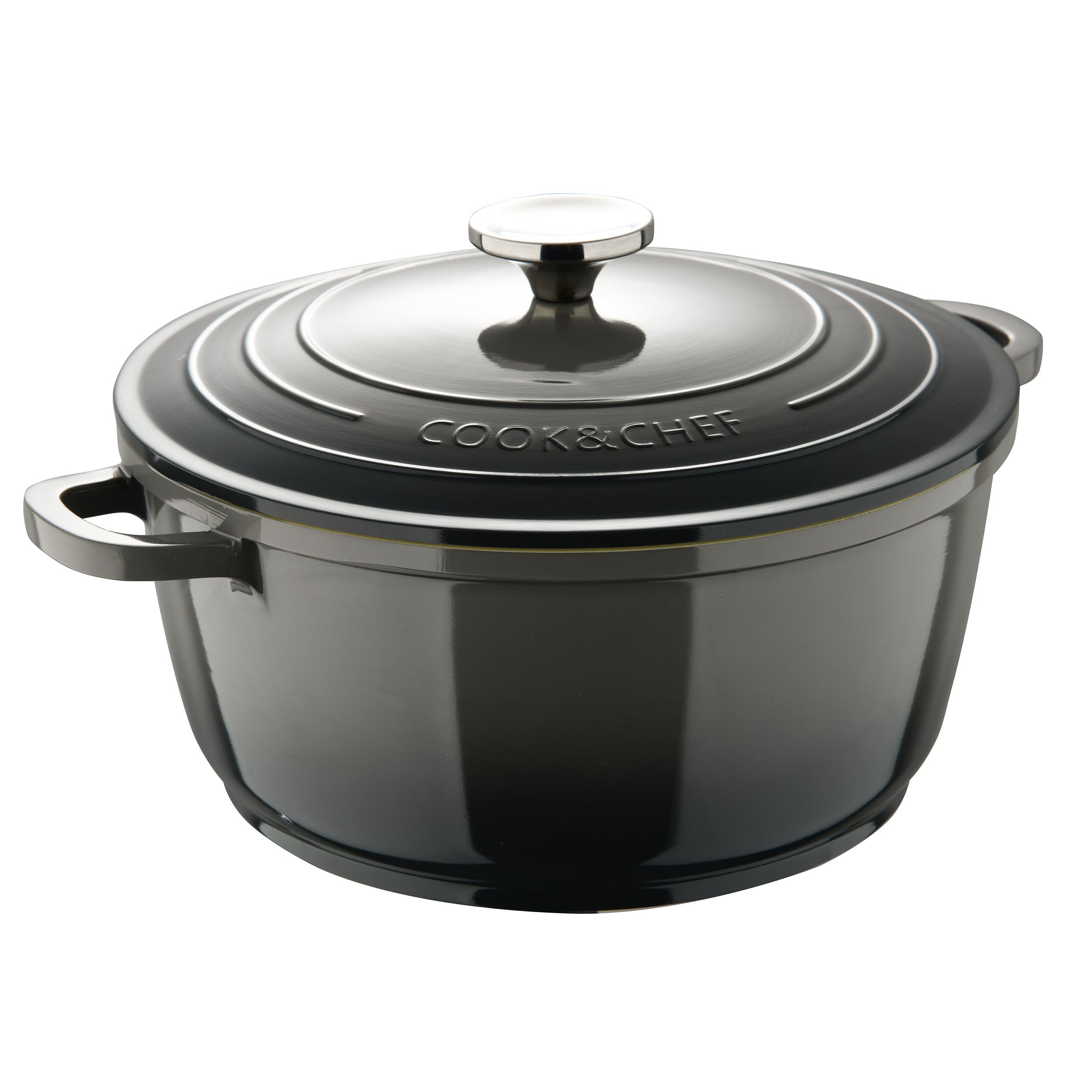BERGNER Excalibur Grey – Cacerola Con Tapa de 28 cm – Fabricada Aluminio Fundido - Interior Recubrimiento Color Crema - Exterior Color Gris - Apto Inducción - Pomo Acero Inoxidable