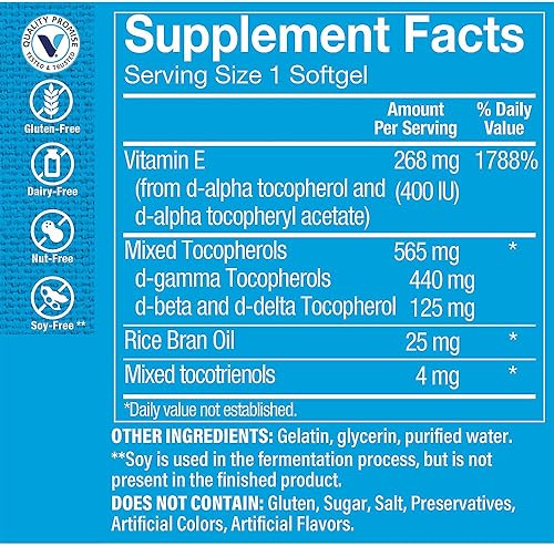Miniatura 2 de Vitamina E alta gamma - Apoya la salud inmune y cardiovascular - 400 UI (120 cápsulas blandas)