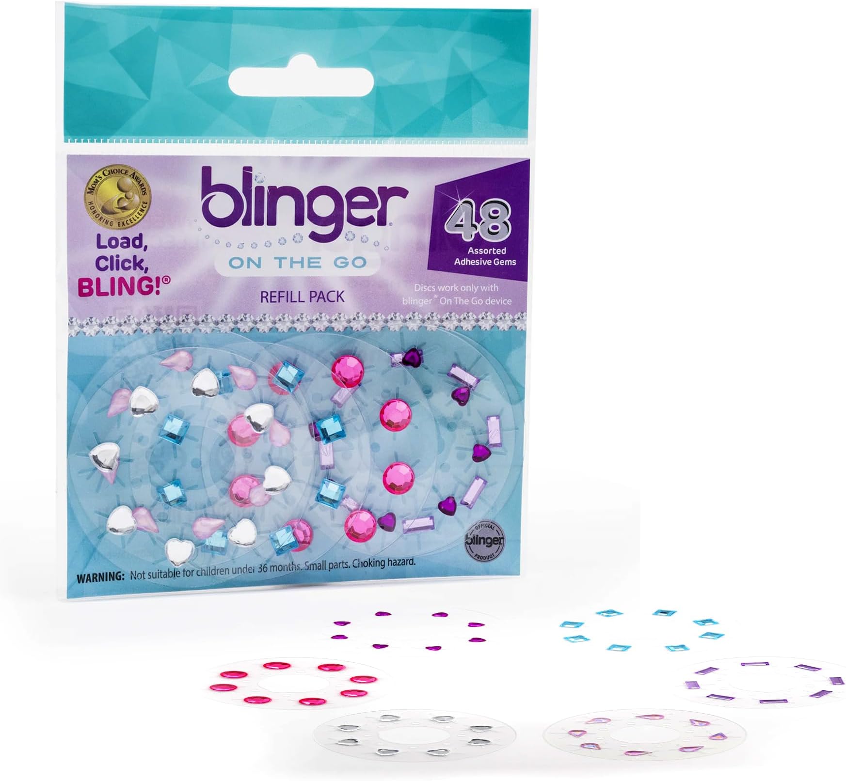 On The Go (Mini) Refill Pack | 48 Acrylic Rhinestones in 6 Discs | Exclusive for Mini Gem Stamper (Sweet)