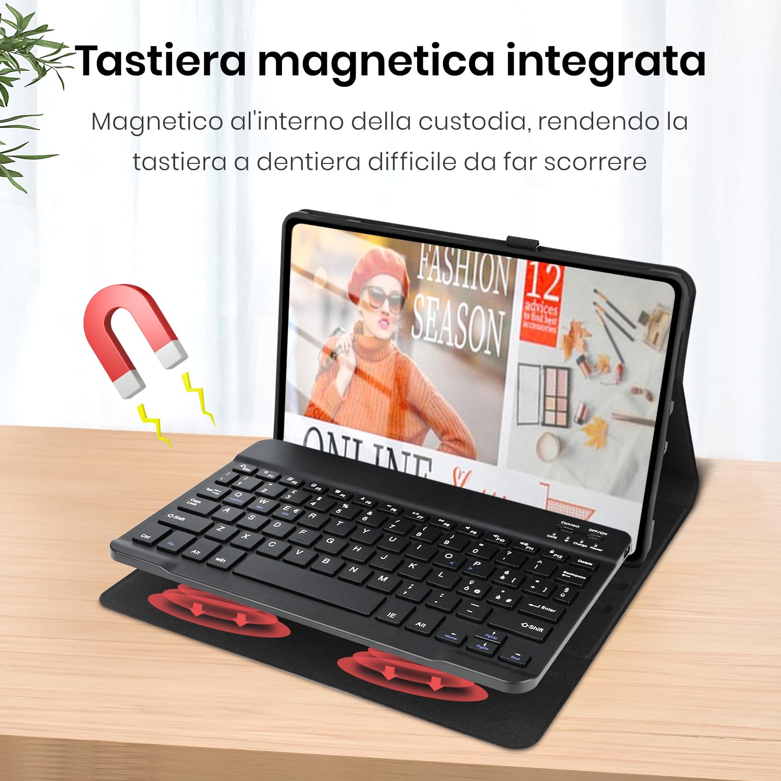 Tastiera Bluetooth Con Custodia Per Lenovo Idea Tab 11 (2025) – Staccabile E Con Supporto