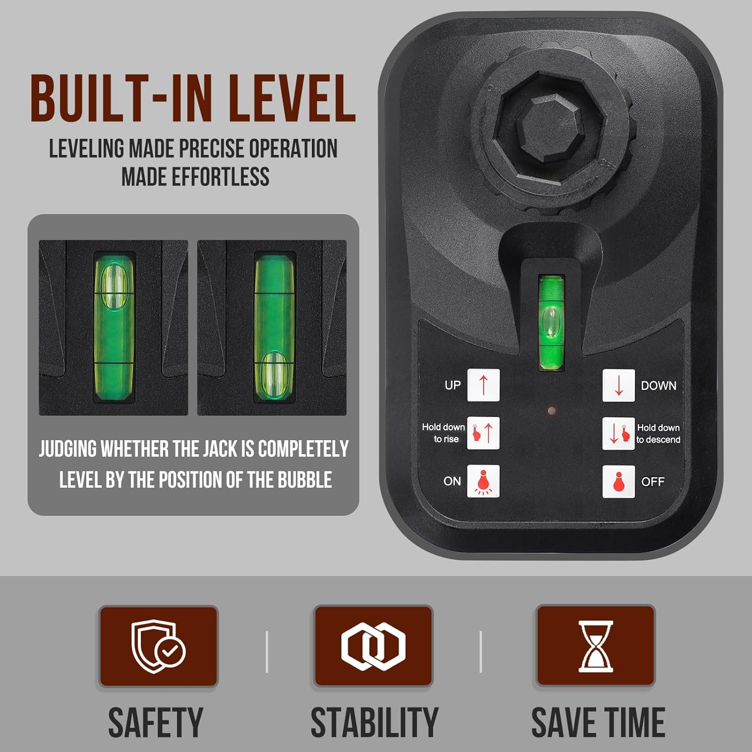 7600LBS Electric Trailer Jack, 12V Heavy Duty RV Jack with Remote Control, IPX65 Waterproof, 9.8-31.5" Extended Electric Tongue Jack for A-Frame, Utility & RV Trailer, LED Light & Bubble Level