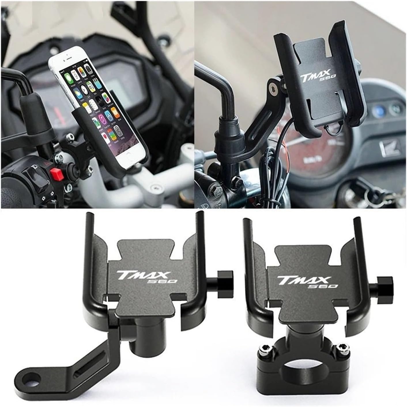 Motorcycle Accessories Handlebar Mobile Phone Holder GPS Stand Bracket for Tmax 560 TMAX560 Techmax(Silver)