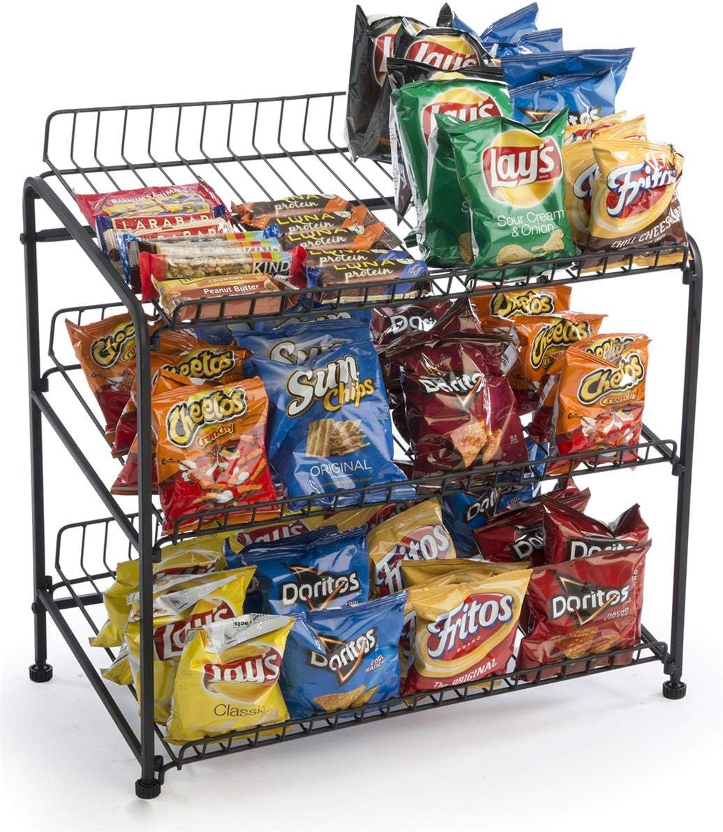 Displays2go Countertop Wire Rack, Three Open Shelves Black (WCR3SBK)