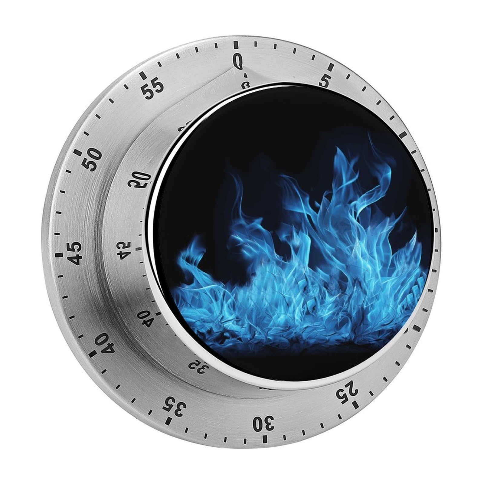 Blue Flame Timer Exquisite Stainless Steel Body Mechanical Desk Timers 60 Minutes Visual Countdown Timers with Magnetic Backing Loud Alarm Kitchen Timer for Cooking