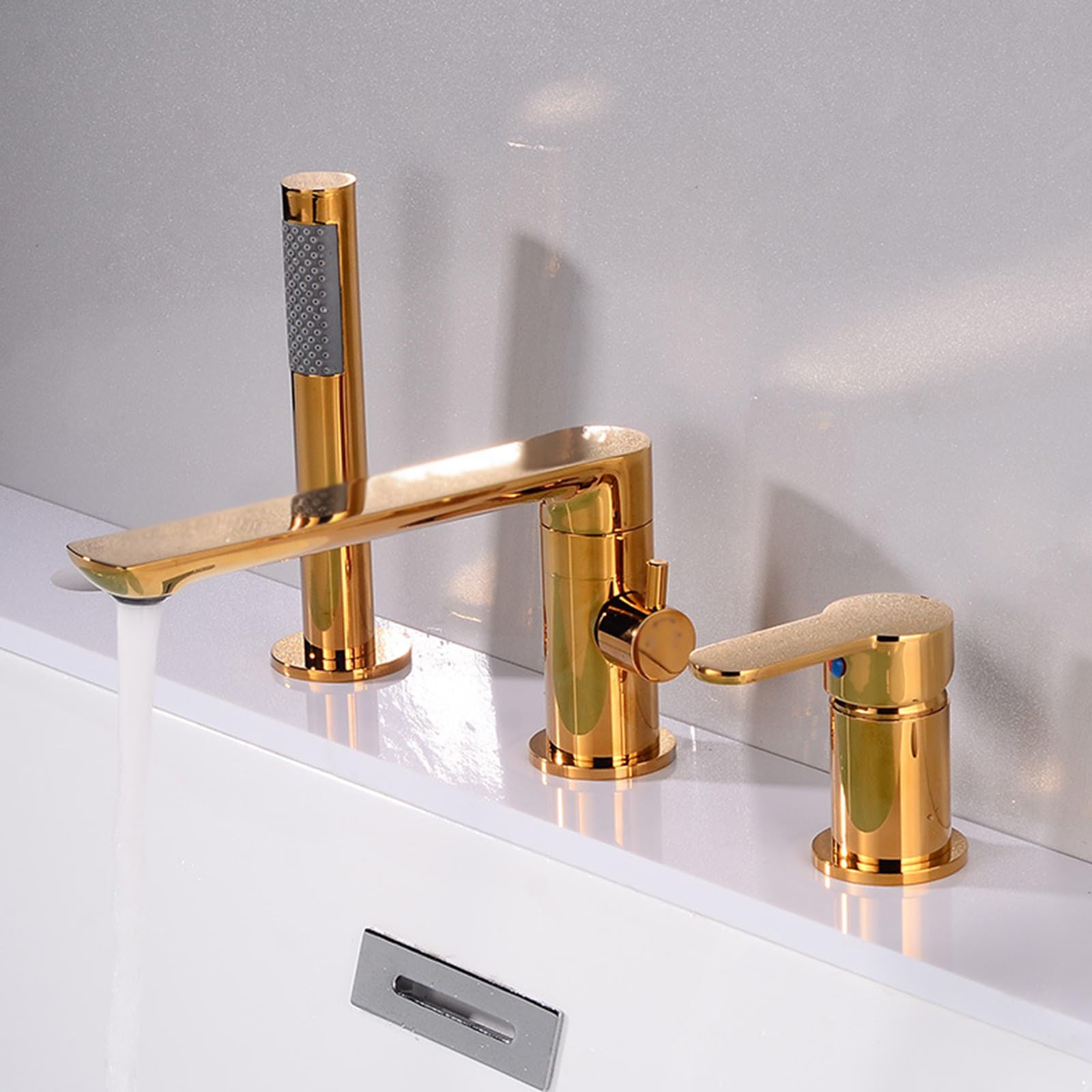 Grifo Moderno para Bañera de 3 Orificios Latón Monomando Conexión G1/2 para Lavabo Y Bañera Juego de Grifería para Bañera Color Plata