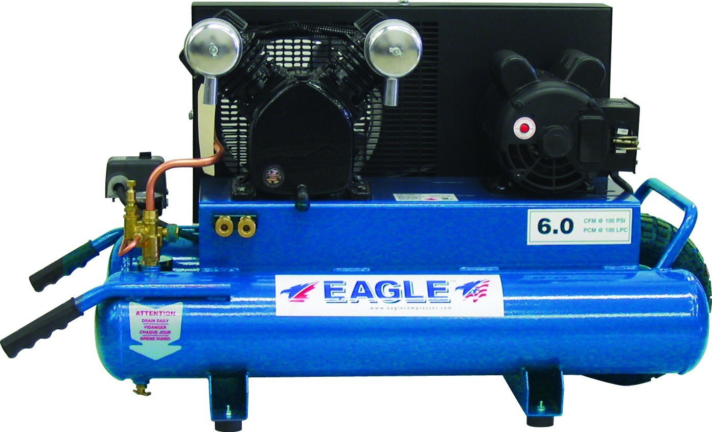 Eagle TT318E-DV 8-Gallon 150 PSI Max Electric Compressor, Twin Tank