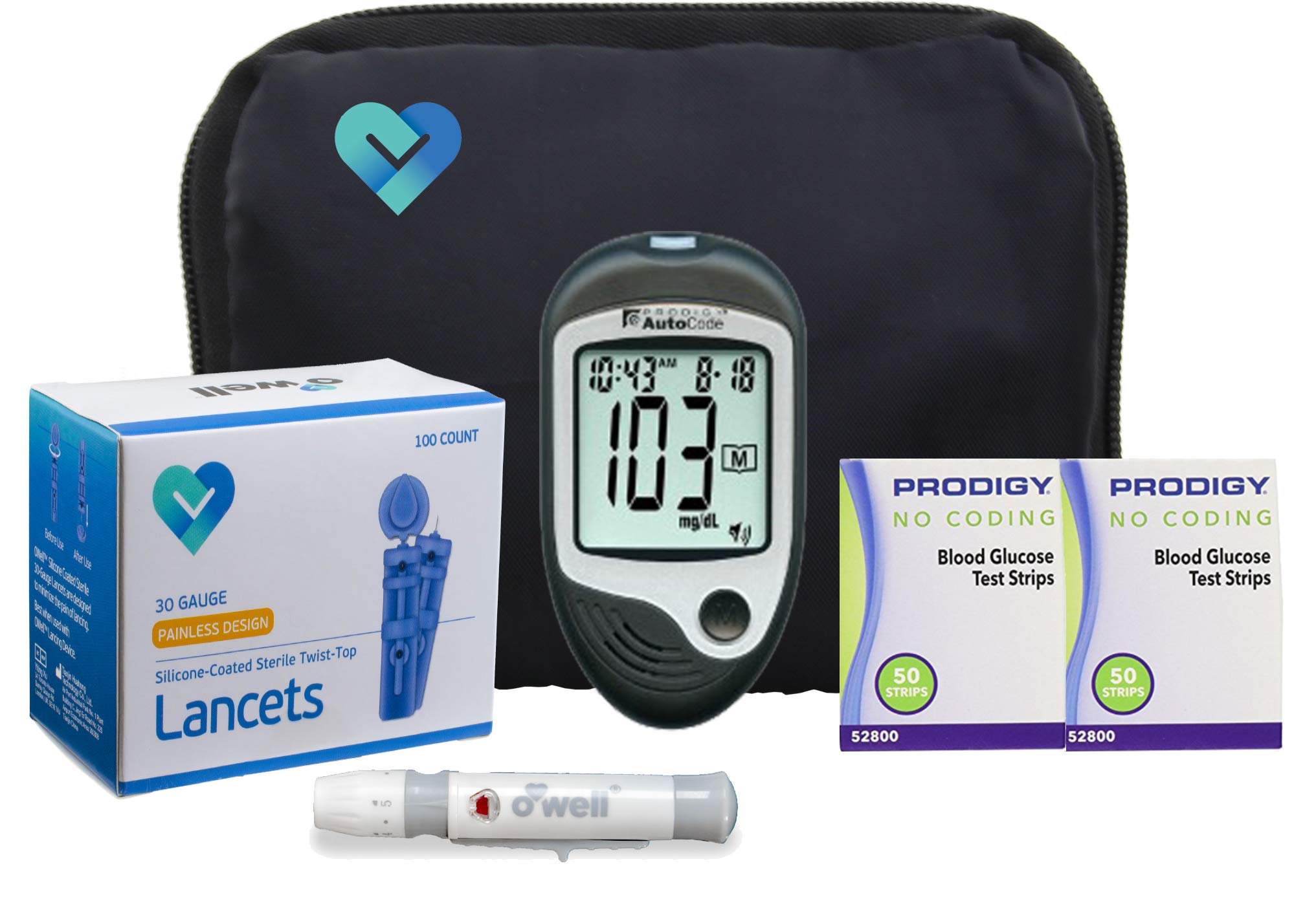 Buy O'WELL es Testing Kit + 100 Test Strips Prodigy Blood Glucose