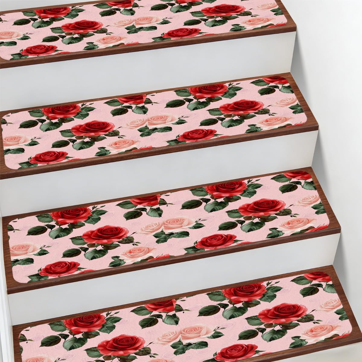 Evita resbalones en pasillos con esta alfombra antideslizante suave de rosas rojas para mascotas