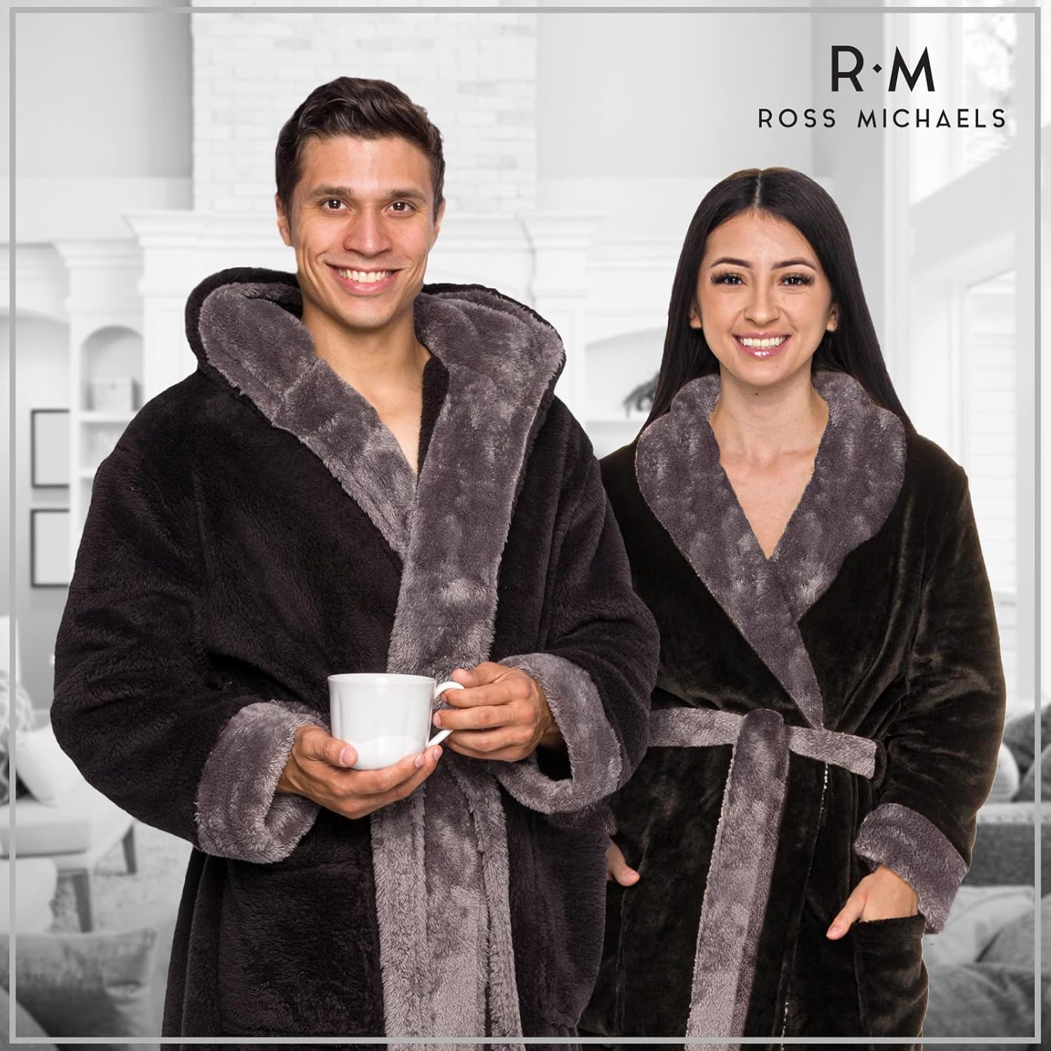 Ross Michaels Mens Luxury Robe Hooded Big and Tall - Long Plush Fleece Bath Robe with Hood and Pockets- Gift Men and Teens - Image 2