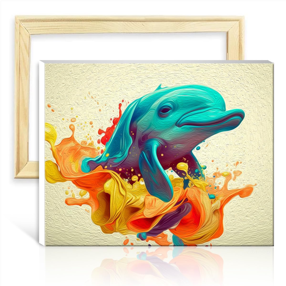 TANGFEIY Paint by Numbers Cartoon Style Dolphin DIY Paint by Numbers Adults Beginner with Brushes and Acrylic Pigment on Number Painting Art with Frame(30x40cm)