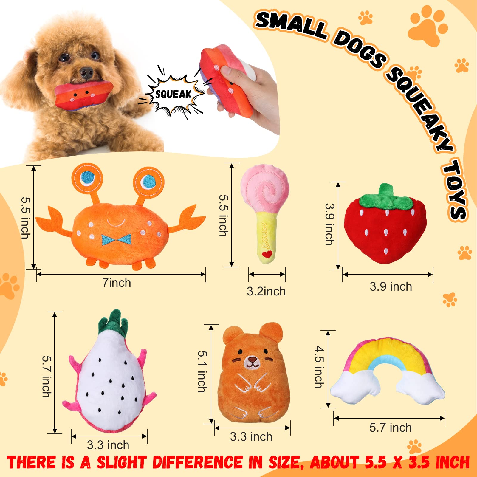 Hungdao Quietschende Hundespielzeuge für kleine Hunde, niedlich, Plüsch, gefüllt, Welpen, Kauspielzeug, Zahnspielzeug, Ostergeschenk zum Kauen, Reinigen und interaktives Spielen, 80 Stück