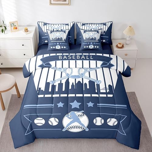 Erosebridal Boys Baseball Comforter Sets with Sheets - Baseball City Bedding Set