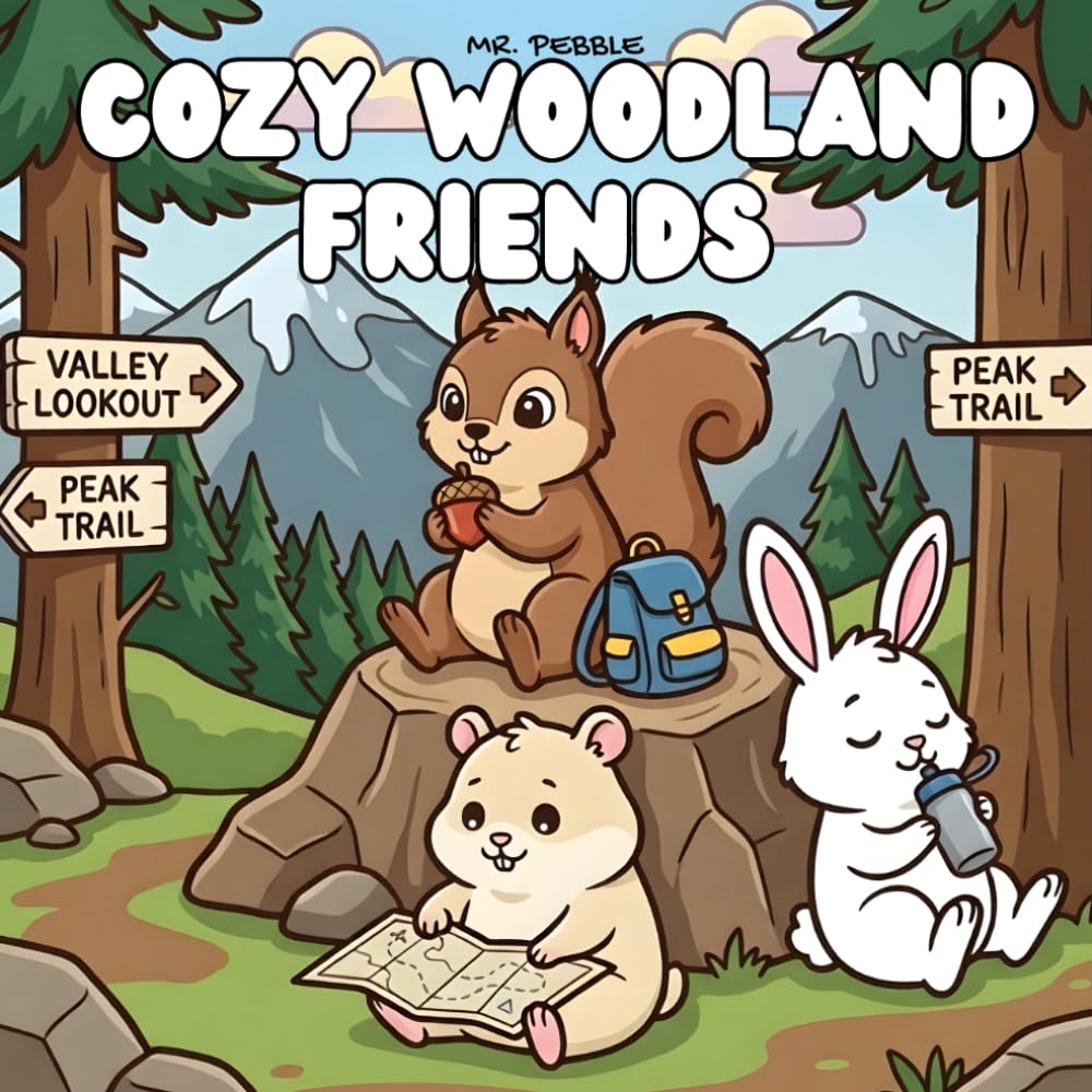 Cozy Woodland Friends: A Cute Seasonal Adventure Coloring Book for Adults and Teens Featuring Bunny Squirrel and Hamster