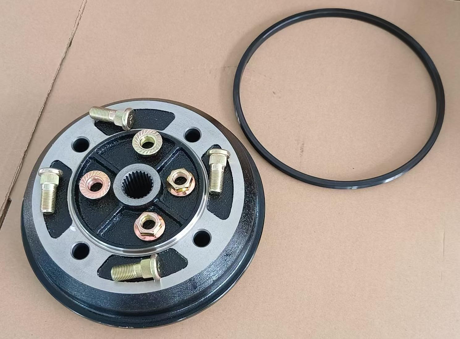 Front Wheel Brake Drum Hub 41038-1227 with Lug Bolts & Seal Replacement for 1994-2000 Kawasaki Mule 2010 2020 2030 2500 2510 2520 KAF540 KAF950 UTV