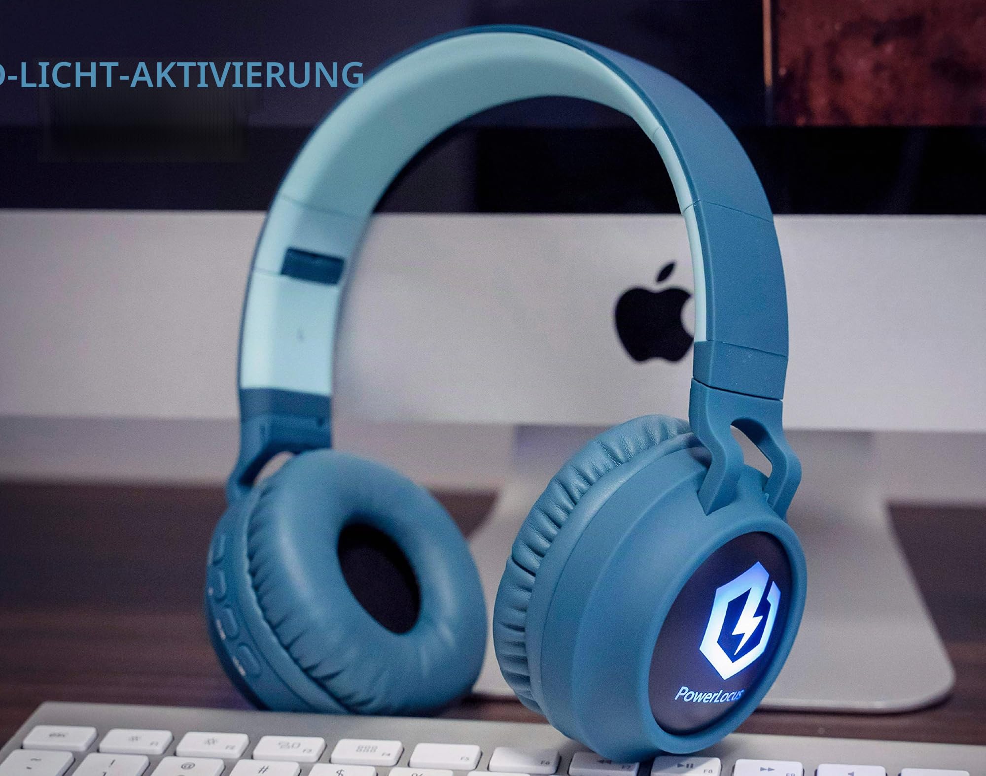 PowerLocus Kinderkopfhörer Bluetooth, Kinder Kopfhörer Over-Ear mit 85db Lautstärkebegrenzung LED-licht Faltbare HD Stereo, Kabellose und Kabel, eingebautes Mikrofon für Handy, Tablet,PC,TV