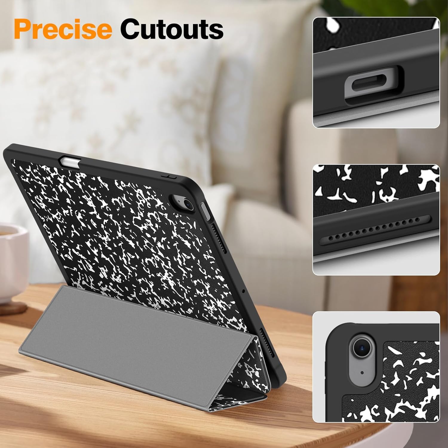 Fintie SlimShell Case for iPad Air 13-inch (M3) 2025, (M2) 2024 - [Built-in Pencil Holder] Soft TPU Protective Stand Back Cover with Auto Wake/Sleep, Composition Book - Image 9