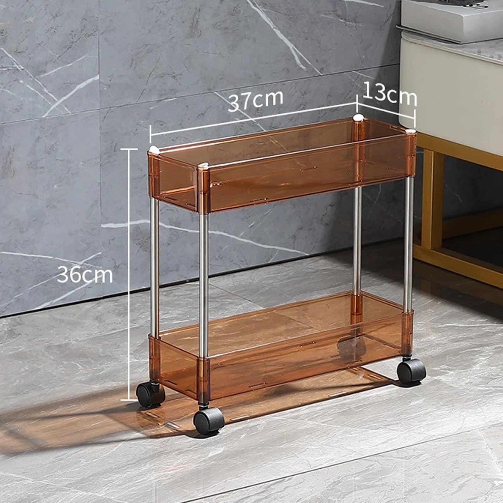 Carrello portaoggetti con ruote a 2/3/4 ripiani, mobile da cucina e bagno, con ripiani per snack marrone, perfetto per ufficio e casa