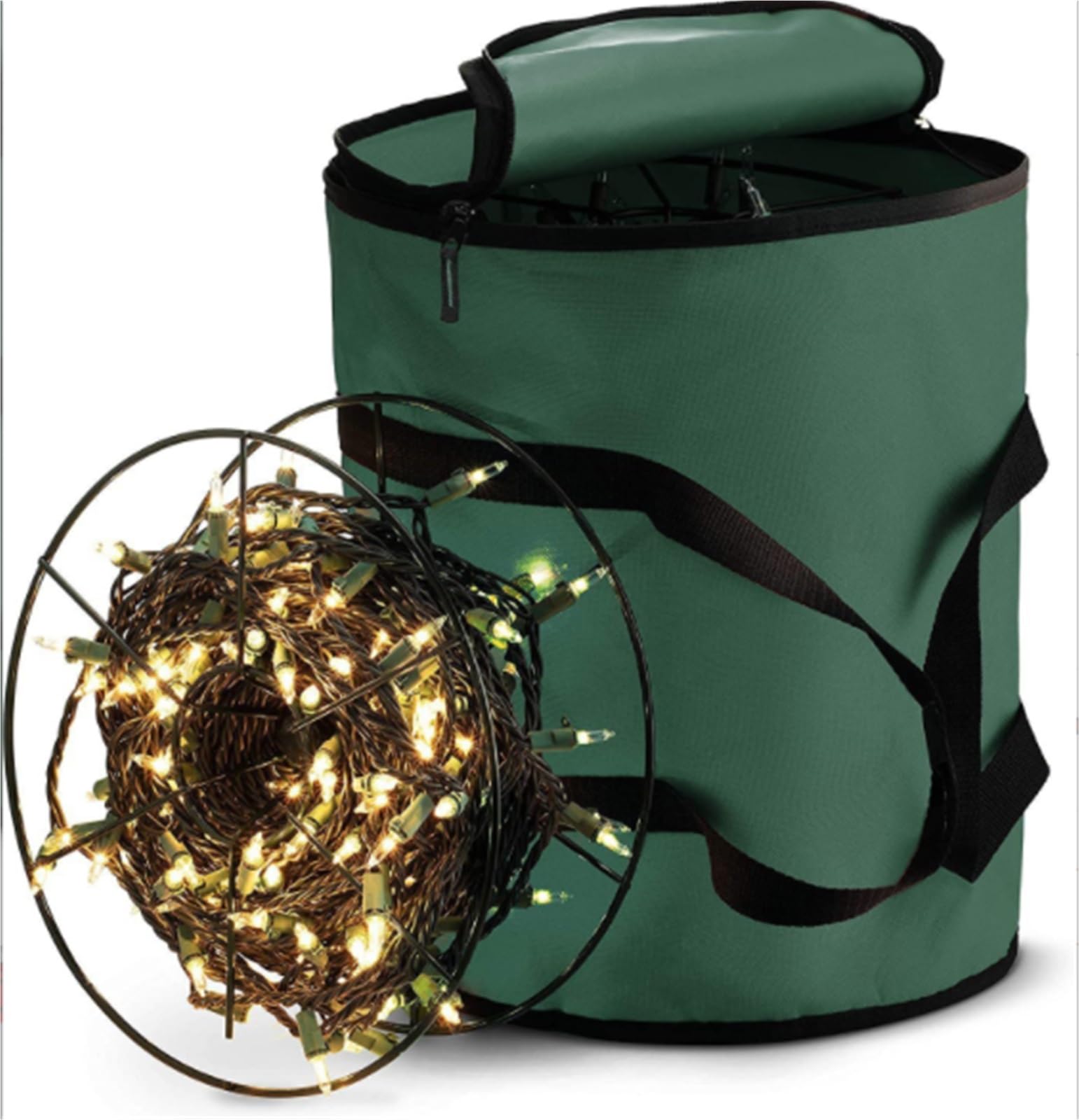 Bolsa Guardar Árbol Bolsa De Almacenamiento Luces Navideñas con Asas Enrollable For Bombillas Árbol Navideño Navidad(Grün)