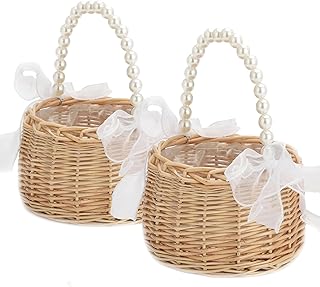 12 Bathroom Shelves Decor Ideas for Simple Stylish Displays 28 2PCS Wicker Rattan Flower Girl Basket, Handwoven Wicker Basket with Pear...