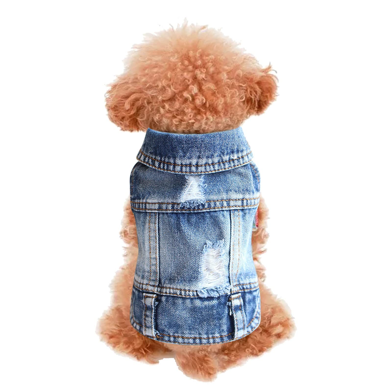 Giubbotto Di Jeans Per Cani Piccoli E Medi - Gilet Traspirante Alla Moda Per Animali Domestici | Per Barboncini, Chihuahua - Foto 2