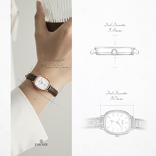 Miniatura 5 de Reloj clásico de cuarzo para mujer, elegante y resistente, con correa de piel de vacuno, perfecto para cualquier ocasión