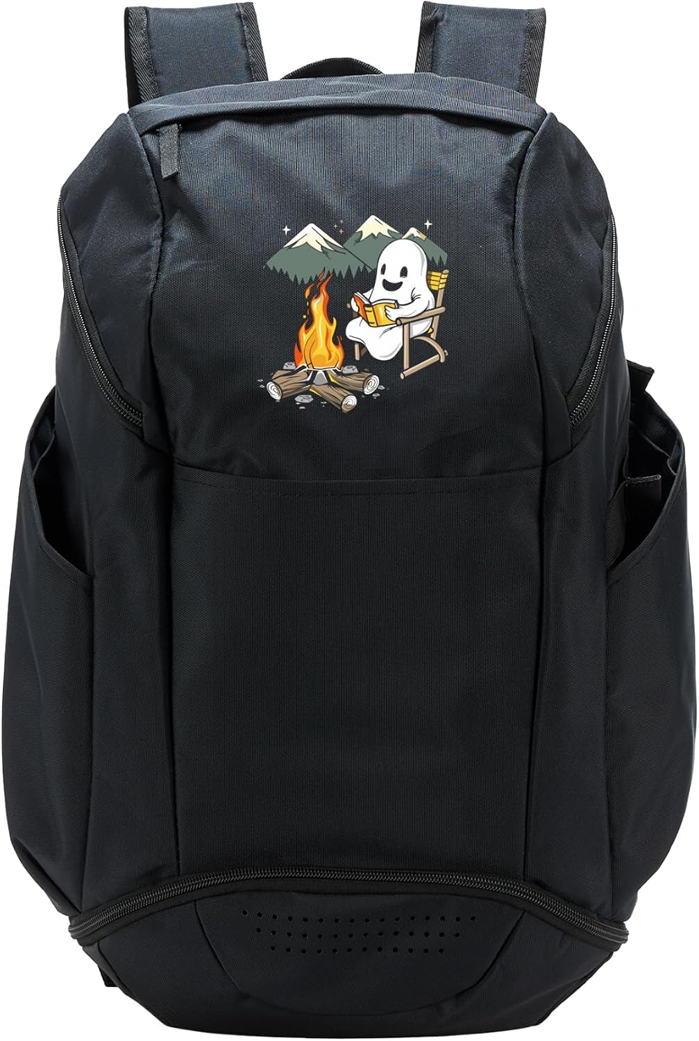 Ghost Reading Book Camping Nature Halloween Sport Backpack
