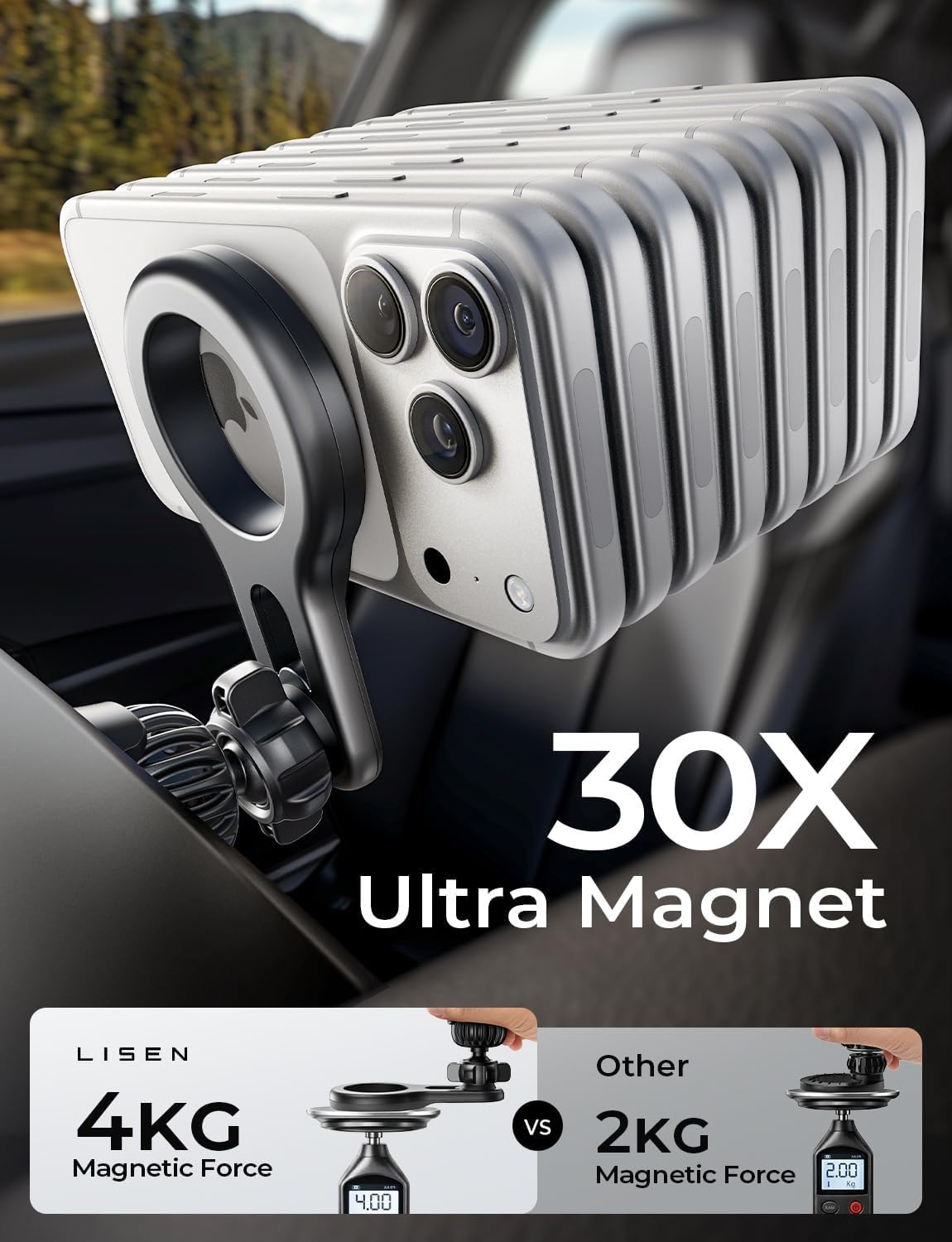 LISEN for MagSafe Car Mount for iPhone 18 Pro Max, Magnetic Phone Holder for Car Vent Phone Mount, Magnetic Car Phone Mount for, Air Vent Car Phone Holder Gifts for iPhone 18 Pro Max Car Holder 17 16 — Amazon image 2