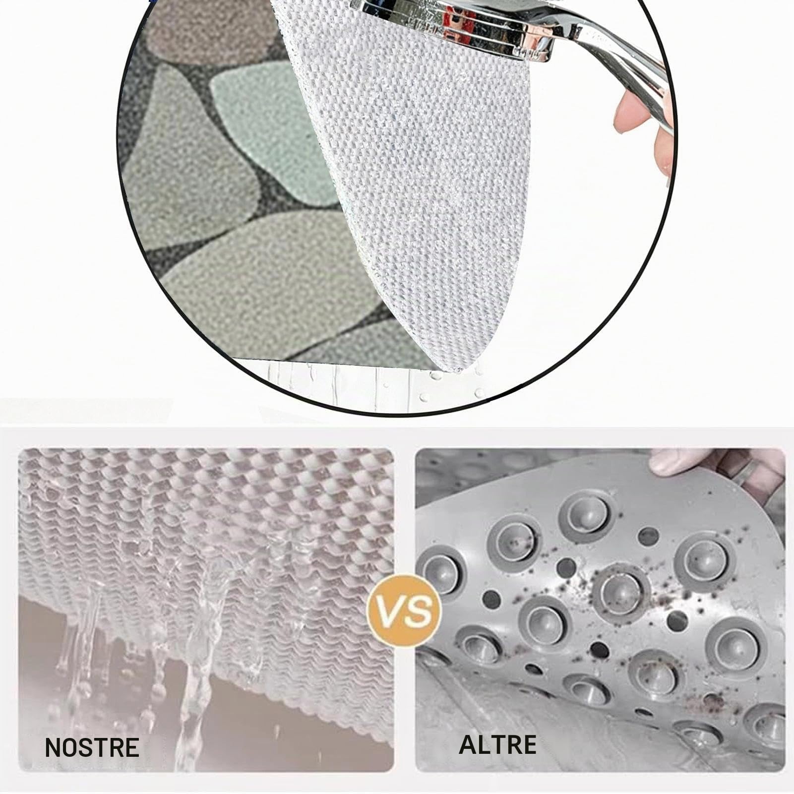Tappetino doccia antiscivolo 80x120 cm Stile contemporaneo Tappeto doccia antiscivolo Morbido e confortevole PVC Tappeto antiscivolo doccia, alta permeabilità all'acqu
