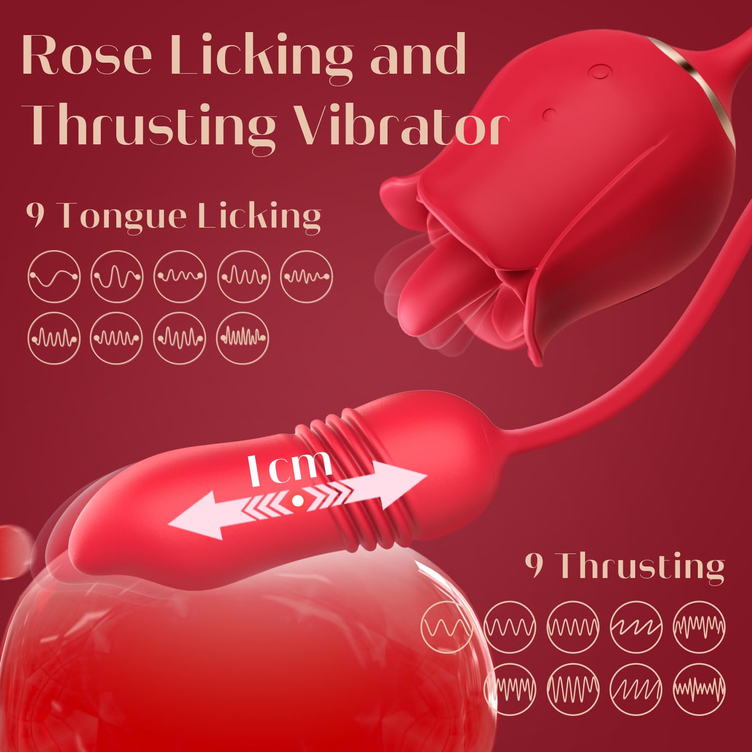 Sex Toys Rose Vibrator Dildo - MOOLIGIRL 4IN1 Adult Toys for Women with 9 Tongue Licking & Thrusting Dildos G Spot Vibrators, Anal Rose Sex Toy Nipple Clitoral Stimulator Licker for Female Couples