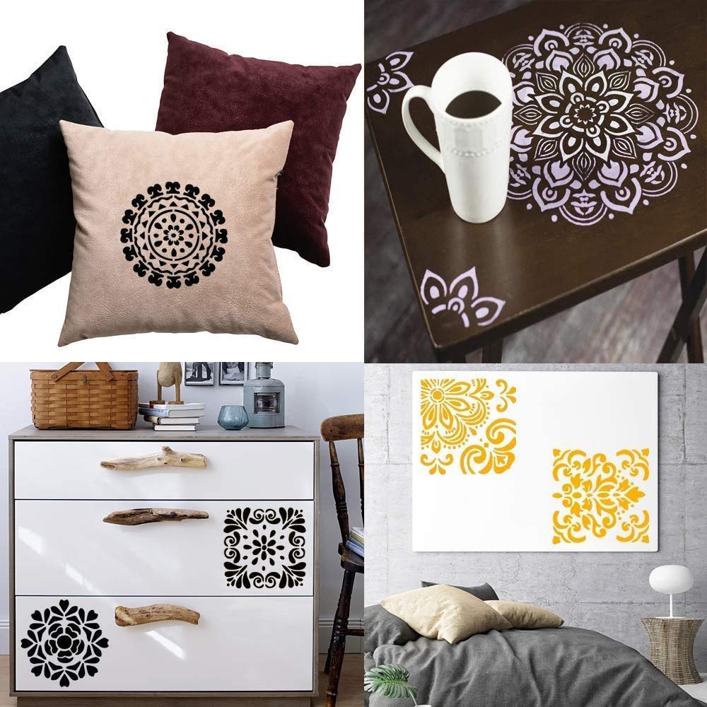 16 Stencil Mandala Comius - Riutilizzabili, 15x15 Cm, Per Pittura E Decorazioni Fai Da Te