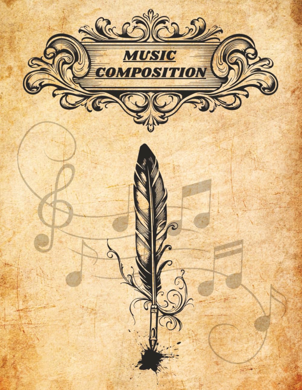 Music Composition: Blank Sheet Music Notebook | Staff Manuscript Pad | 100 Pages | 8.5x11 Inches