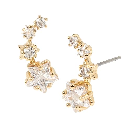 Betsey Johnson Shooting Star Earrings, One Size, Metal, Cubic Zirconia
