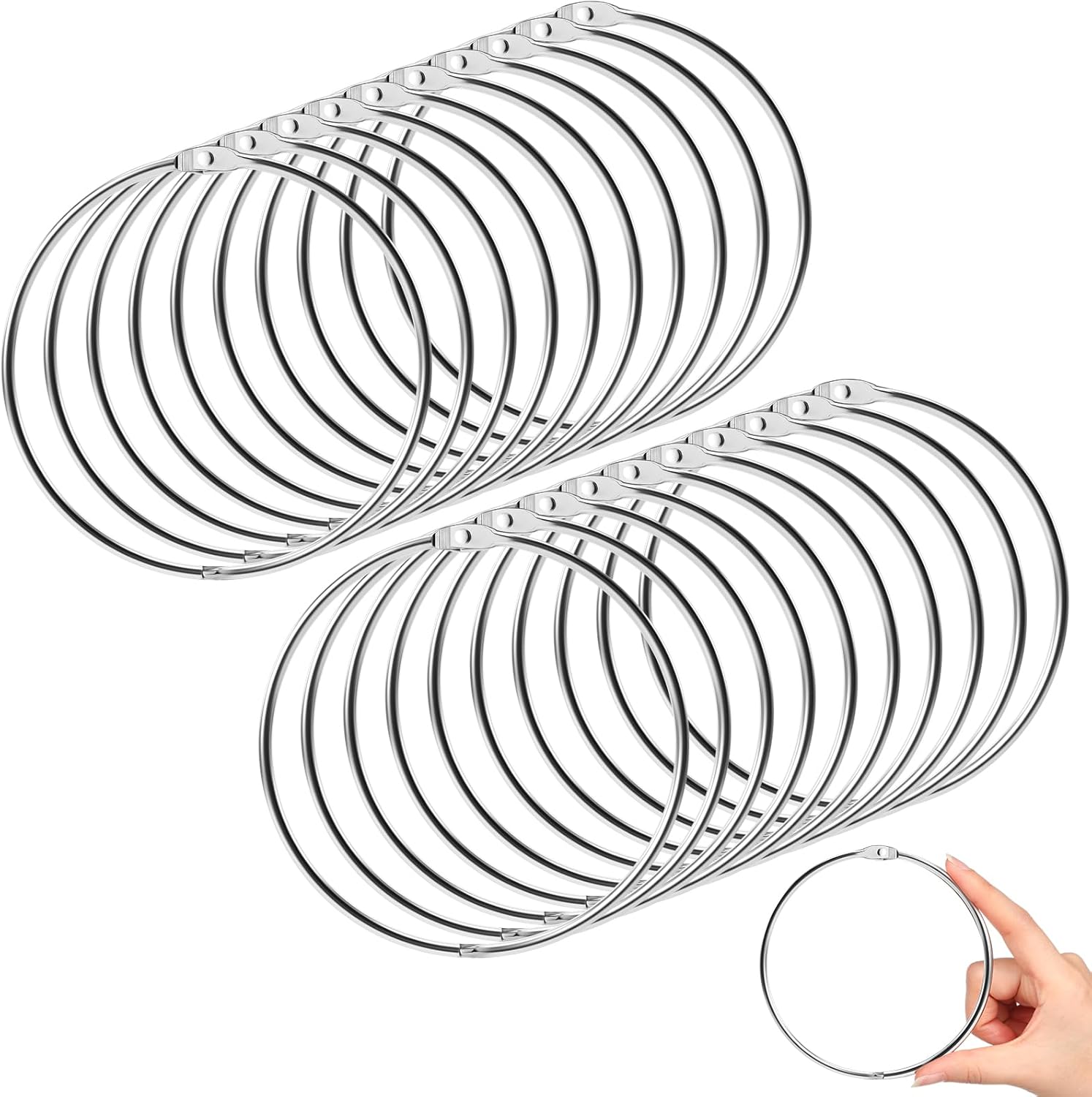 MorningRo 20 Pack 4 Inch Loose Leaf Binder Rings Extra Large Nickel Plated Steel Book Keychain Key Metal Rings for Home Office Index Cards Receipts Memos Photos Files DIY Craft Supplies
