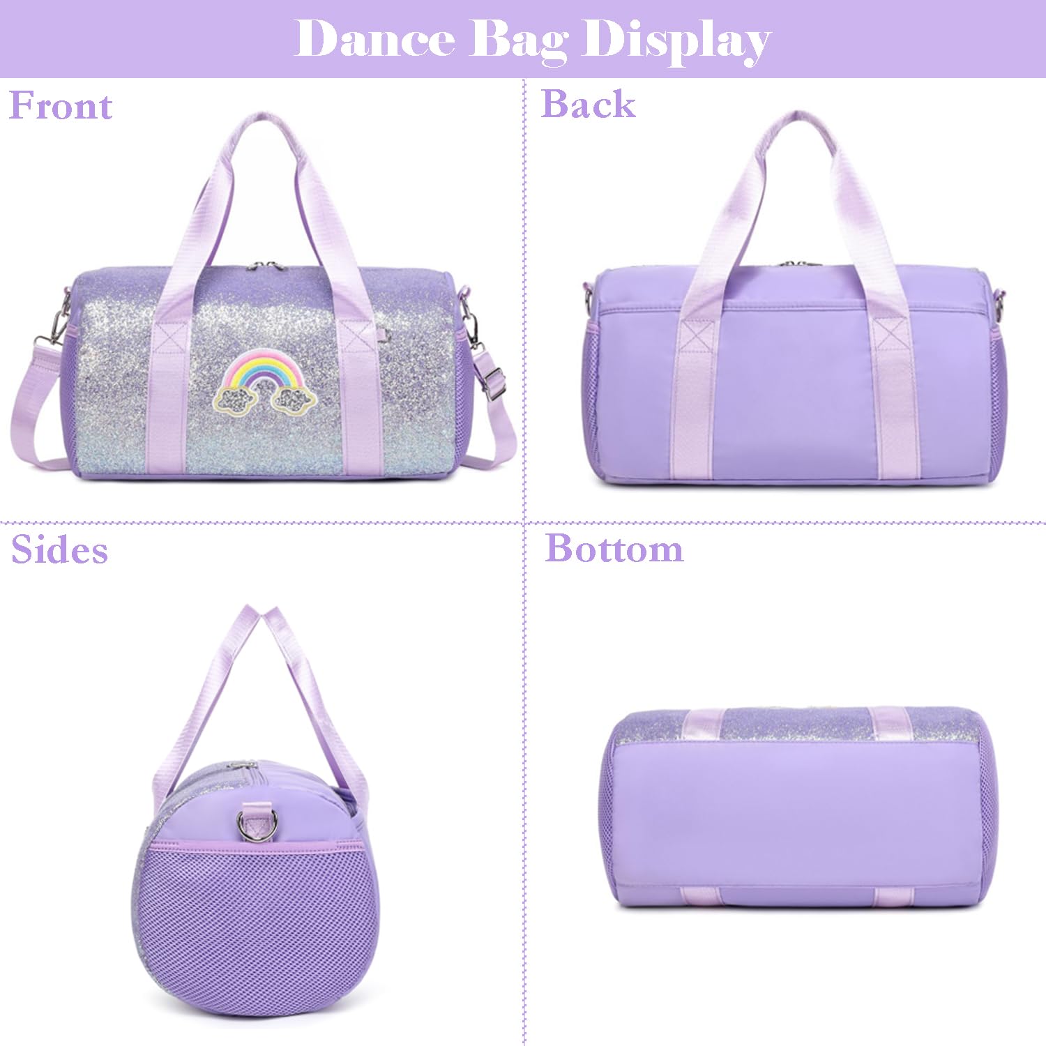 Borsa da Ballo Glitterata Bambina Ragazza Borse Danza Bambini Borsa da Ginnastica Borsoni Sportiva Borse da Viaggio per Bambina Tote da Palestra