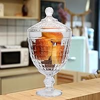 Vista 4 de Juego de 3 tarros de caramelo, tarro de boticario con tapa, tarro de caramelo de cristal, tarros decorativos con pies, tarro de galletas, para bufé