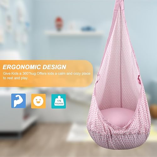 Miniatura 3 de YAERSI Asiento columpio para niños, silla hamaca con cojín inflable de PVC, columpio sensorial para juegos en interiores y exteriores, portátil