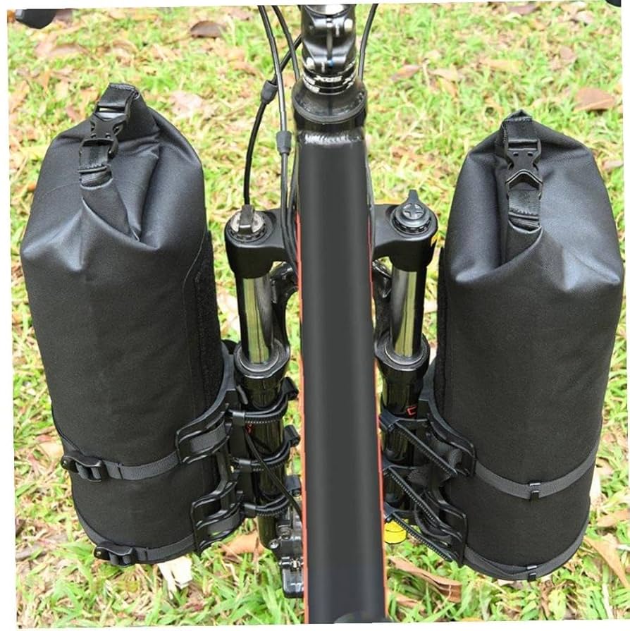 自転車 フォークバッグ ラック不要 ワンタッチ 完全防水 取付具付 4Lペア 自転車 フォークバッグ ラック不要 ワンタッチ 完全防水 取付具