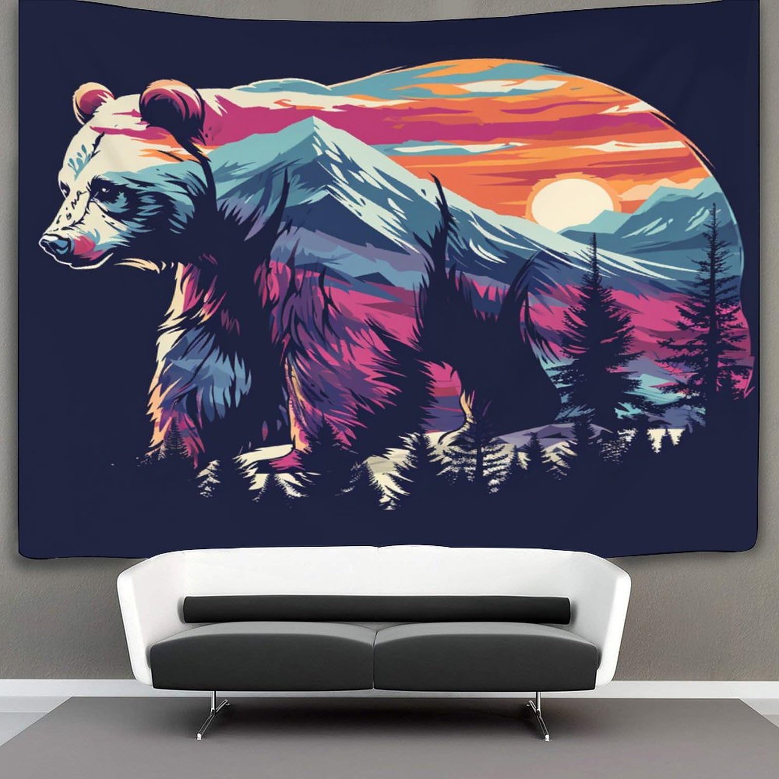 kaiyun Bear Graffiti Tapestry Animal Wall Hanging for Bedroom Home Decor HD Printing Living Room, Dorm 180cmx230cm