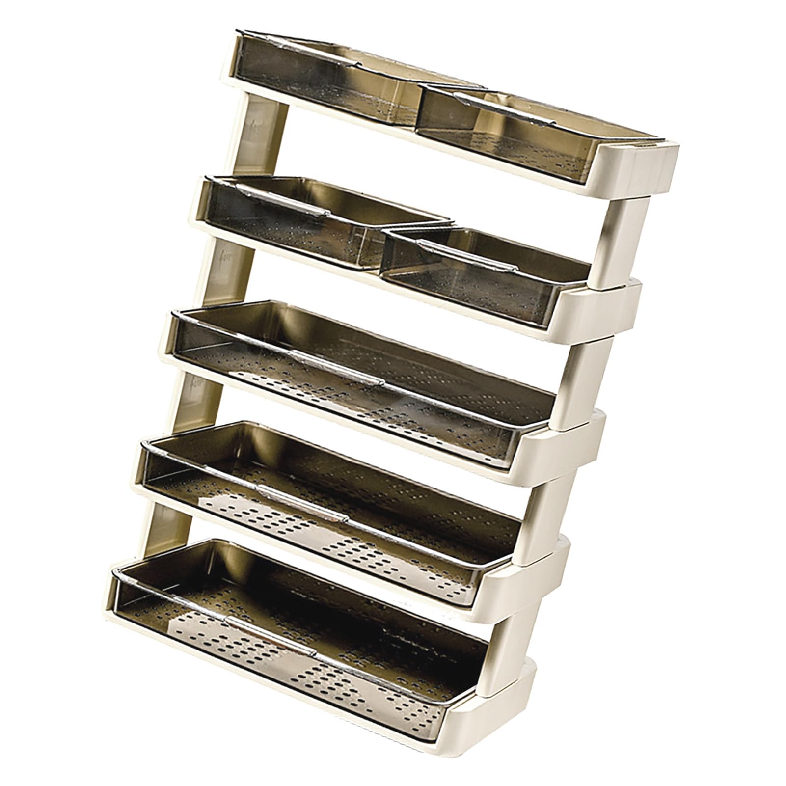 Fyearfly Scaffale portaoggetti da cucina a 5 ripiani in plastica per piano di lavoro, camera da letto, bagno, design salvaspazio e rimovibile